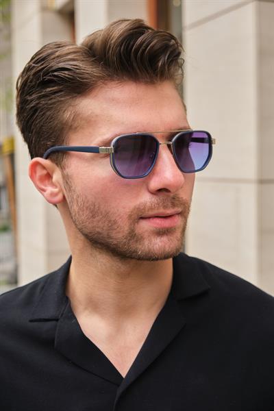 MV2023-2 Gold Detay Mavi Erkek Güneş Gözlüğü