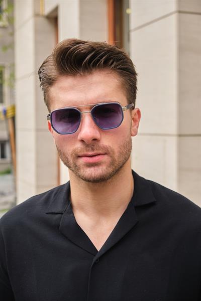 MV2023-2 Gold Detay Mavi Erkek Güneş Gözlüğü