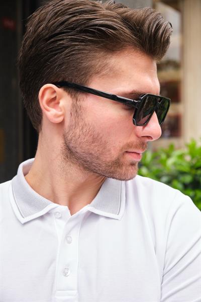 MV23001-1 Köşeli Siyah Erkek Güneş Gözlüğü