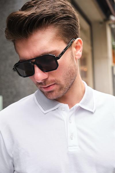 MV23001-1 Köşeli Siyah Erkek Güneş Gözlüğü