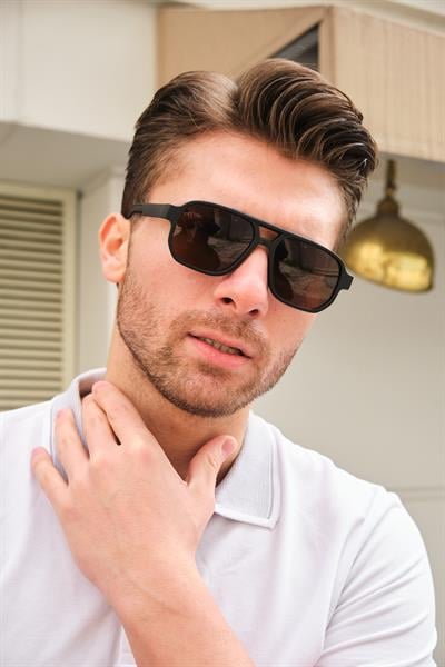 MV25173-1 Mat Kahverengi Erkek Güneş Gözlüğü