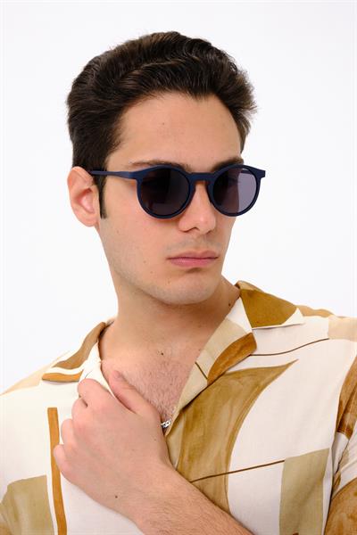 MV10085-1 Mat Oval Lacivert Erkek Güneş Gözlüğü