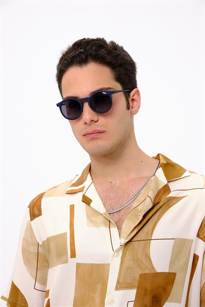 MV10085-1 Mat Oval Lacivert Erkek Güneş Gözlüğü