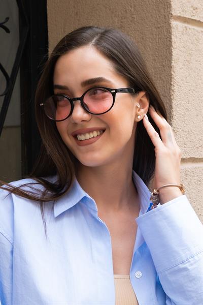 MV10135-1 Siyah Pembe Kadın Güneş Gözlüğü