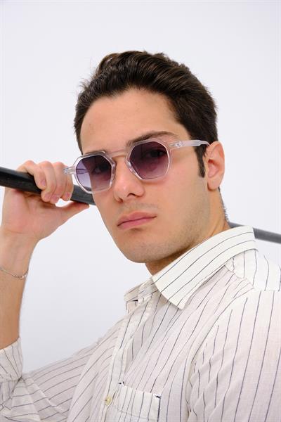 MV10136-2 Geometrik Şeffaf Çerçeve Erkek Güneş Gözlüğü