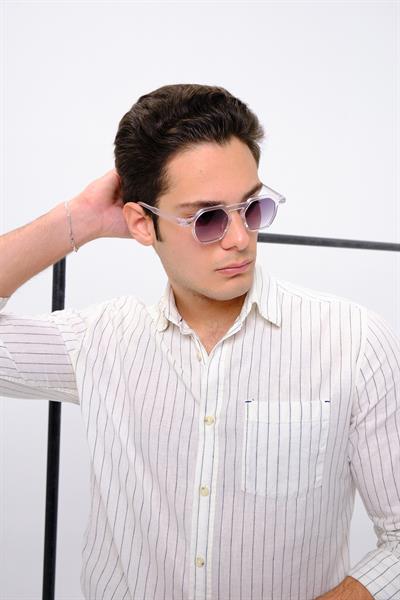 MV10136-2 Geometrik Şeffaf Çerçeve Erkek Güneş Gözlüğü