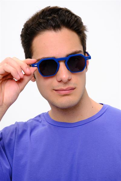 MV10136-3 Geometrik Mavi Erkek Güneş Gözlüğü