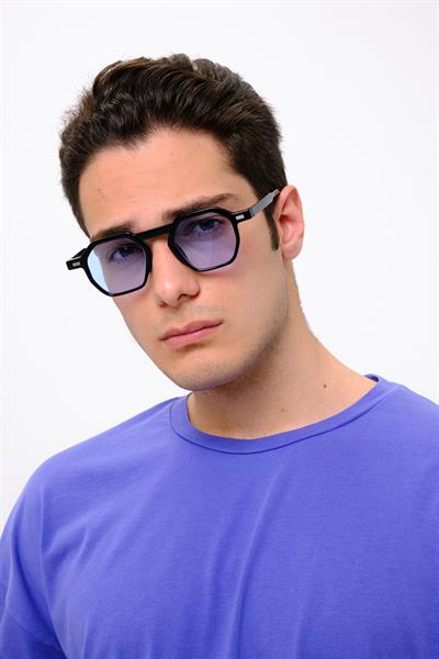 MV10136-4 Geometrik Mavi Erkek Güneş Gözlüğü