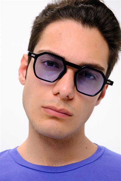 MV10136-4 Geometrik Mavi Erkek Güneş Gözlüğü