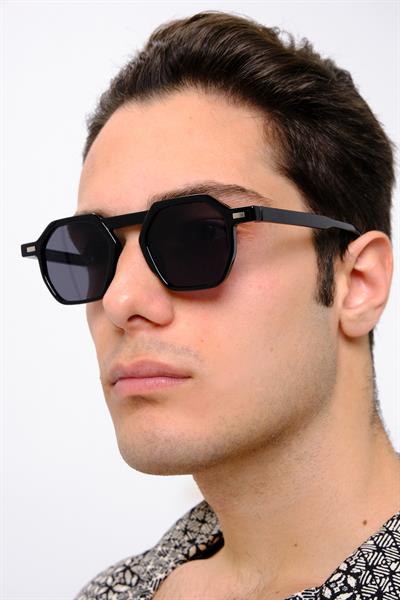 MV10136 Geometrik Siyah Erkek Güneş Gözlüğü