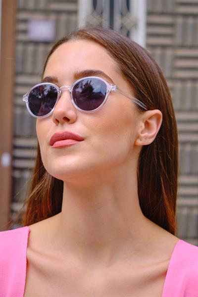 MV1036-1 Şeffaf Siyah Oval Kadın Güneş Gözlüğü