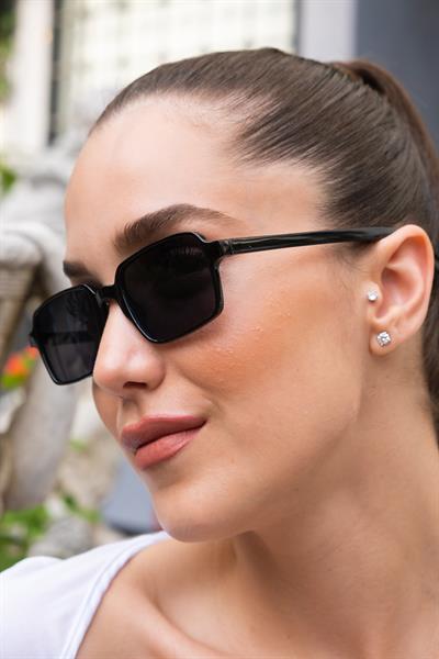 MV1043 Siyah Dikdörtgen Kadın Güneş Gözlüğü