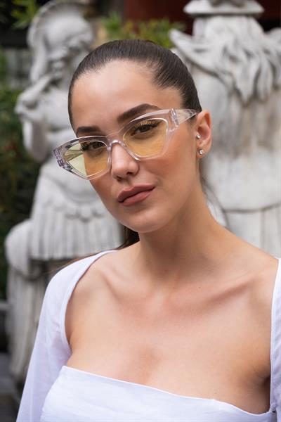 MV10954-2 Şeffaf Sarı Cat Kadın Güneş Gözlüğü