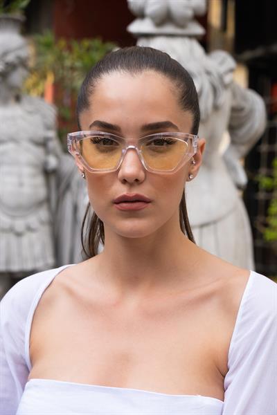 MV10954-2 Şeffaf Sarı Cat Kadın Güneş Gözlüğü