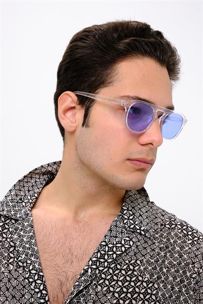 MV1107-2 Şeffaf Mavi Cam Erkek Güneş Gözlüğü