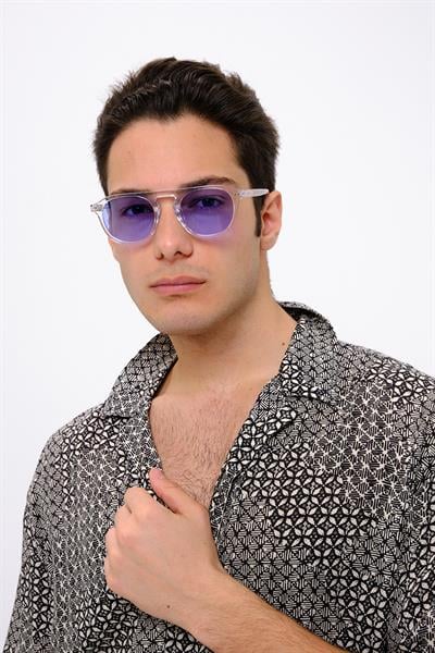 MV1107-2 Şeffaf Mavi Cam Erkek Güneş Gözlüğü