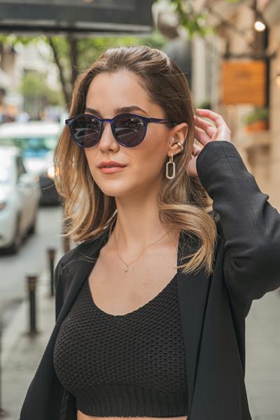 MV19886-3 Oval Mavi Kadın Güneş Gözlüğü