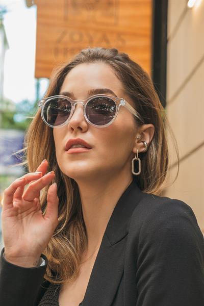 MV19886-6 Oval Şeffaf Çerçeve Kadın Güneş Gözlüğü