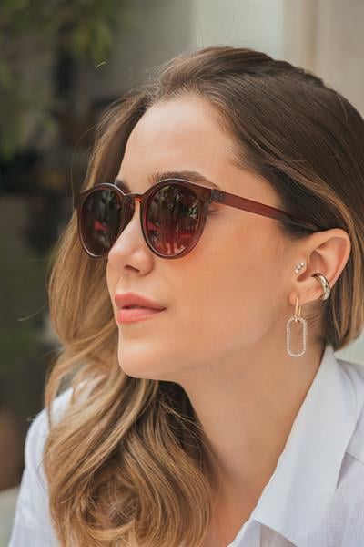 MV19886-7 Oval Kahverengi Kadın Güneş Gözlüğü