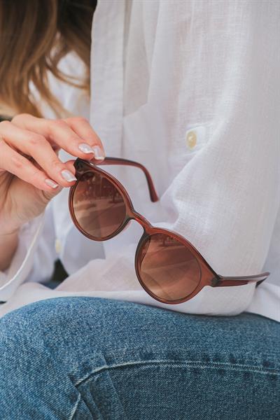 MV19886-7 Oval Kahverengi Kadın Güneş Gözlüğü