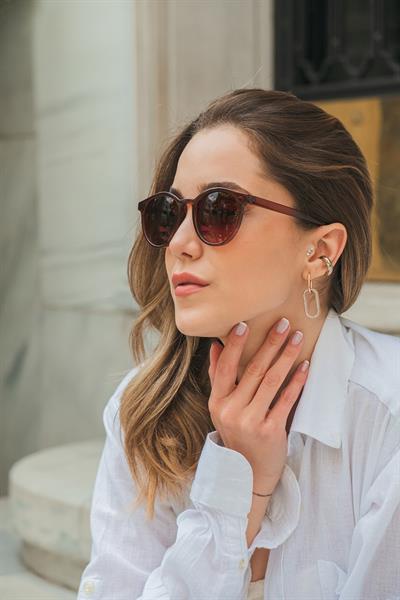 MV19886-7 Oval Kahverengi Kadın Güneş Gözlüğü