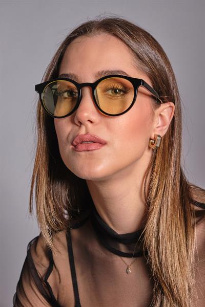 MV19886- Oval Sarı Cam Kadın Güneş Gözlüğü