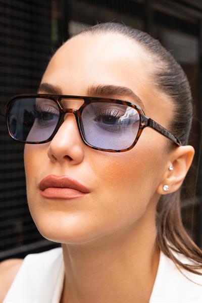 MV24149-1 Leopar Mavi Kadın Güneş Gözlüğü