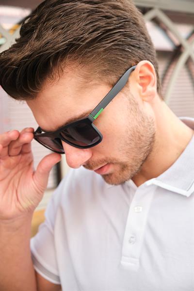 MV9145-3 Yeşil Detaylı Mat Siyah Erkek Güneş Gözlüğü