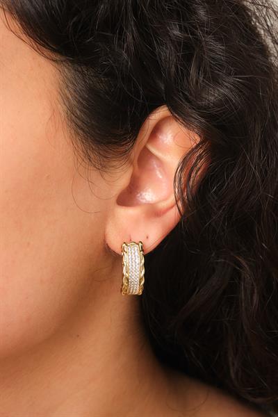 Örgü Detay Taşlı Küpe