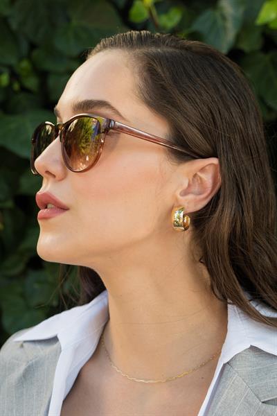 MV21855-1 Oval Kahverengi Unisex Güneş Gözlüğü