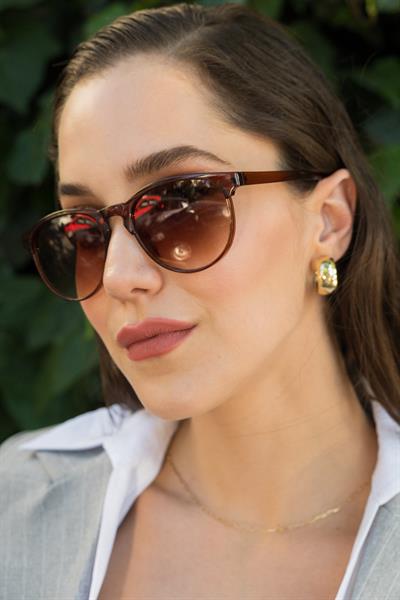 MV21855-1 Oval Kahverengi Unisex Güneş Gözlüğü