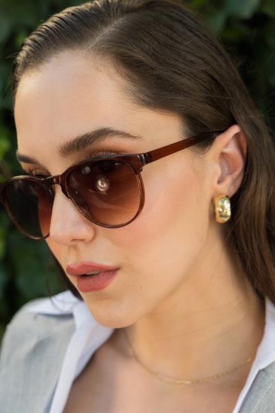 MV21855-1 Oval Kahverengi Unisex Güneş Gözlüğü