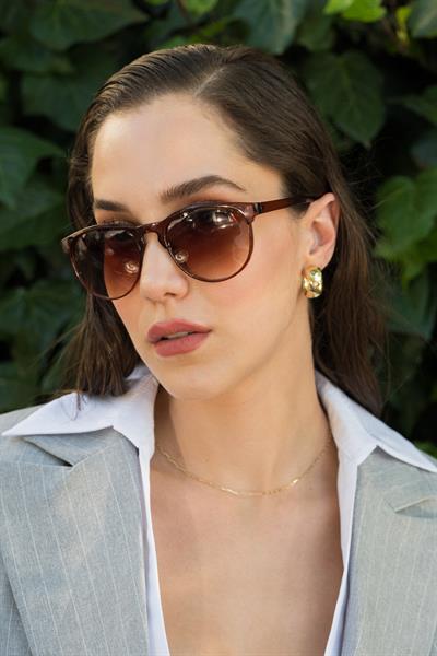 MV21855-1 Oval Kahverengi Unisex Güneş Gözlüğü