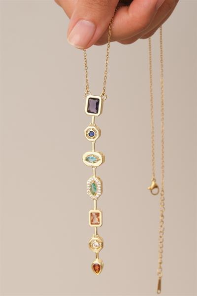 Renkli Taşlı Y Kolye
