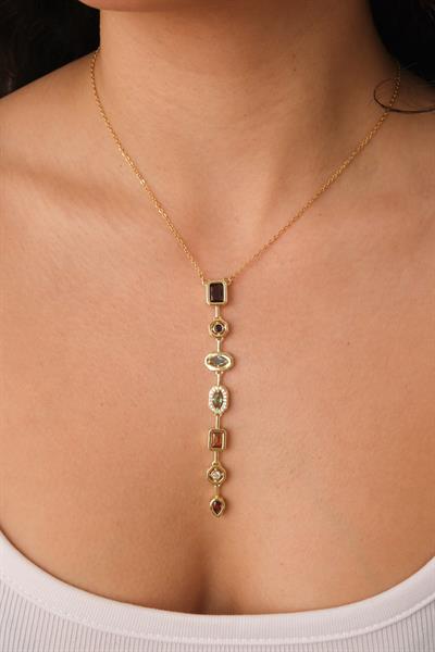 Renkli Taşlı Y Kolye