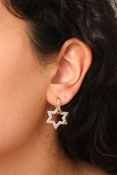 Sallantı Taşlı Kalp Küpe