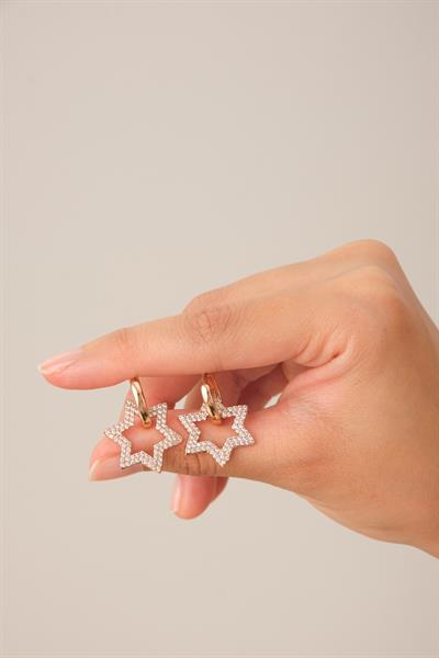 Sallantı Taşlı Kalp Küpe