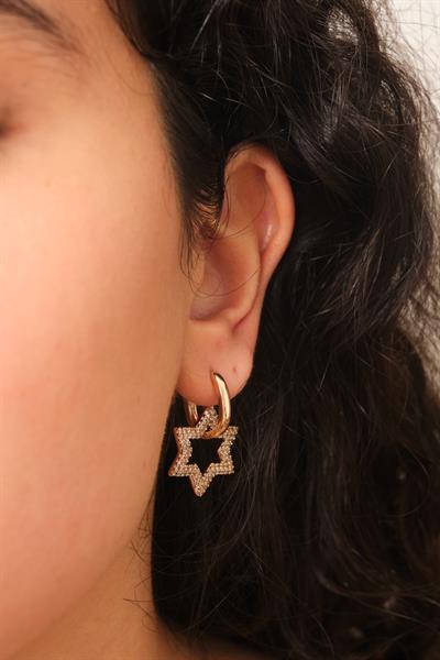 Sallantı Taşlı Kalp Küpe