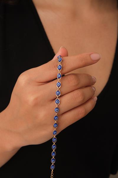 Sıralı Mavi Nazar Boncuğu Bileklik