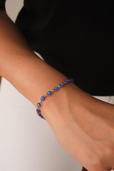 Sıralı Mavi Nazar Boncuğu Bileklik