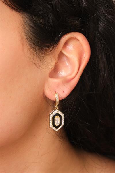 Taşlı Geometrik Küpe