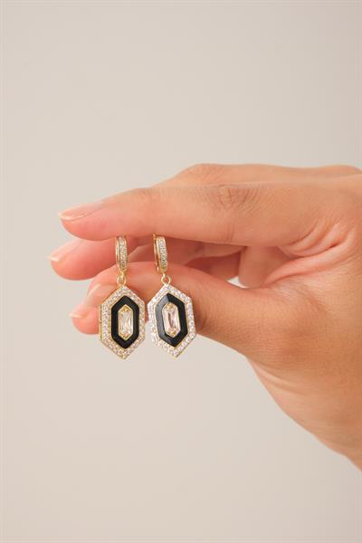 Taşlı Geometrik Küpe