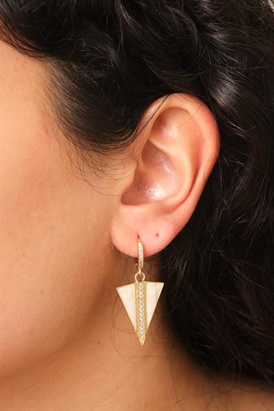 Taşlı Üçgen Küpe