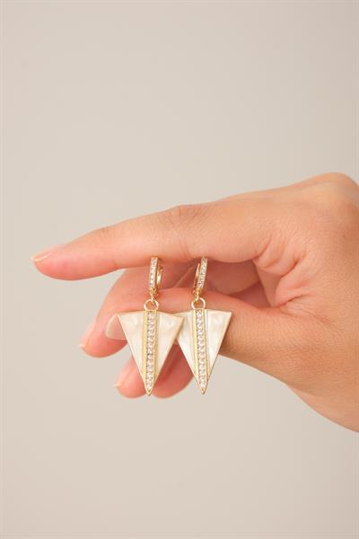 Taşlı Üçgen Küpe