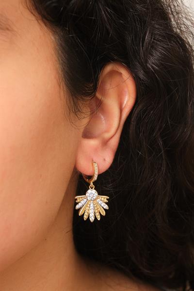 Taşlı Yelpaze Küpe