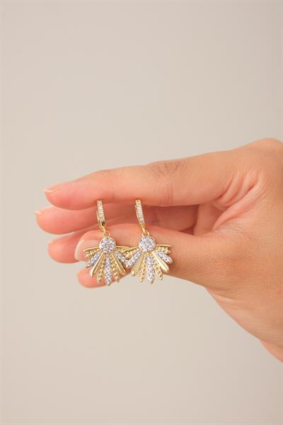 Taşlı Yelpaze Küpe