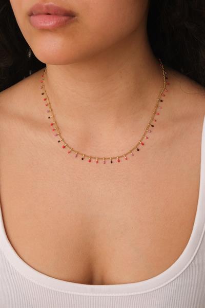 Uçları Renkli Zincir Kolye