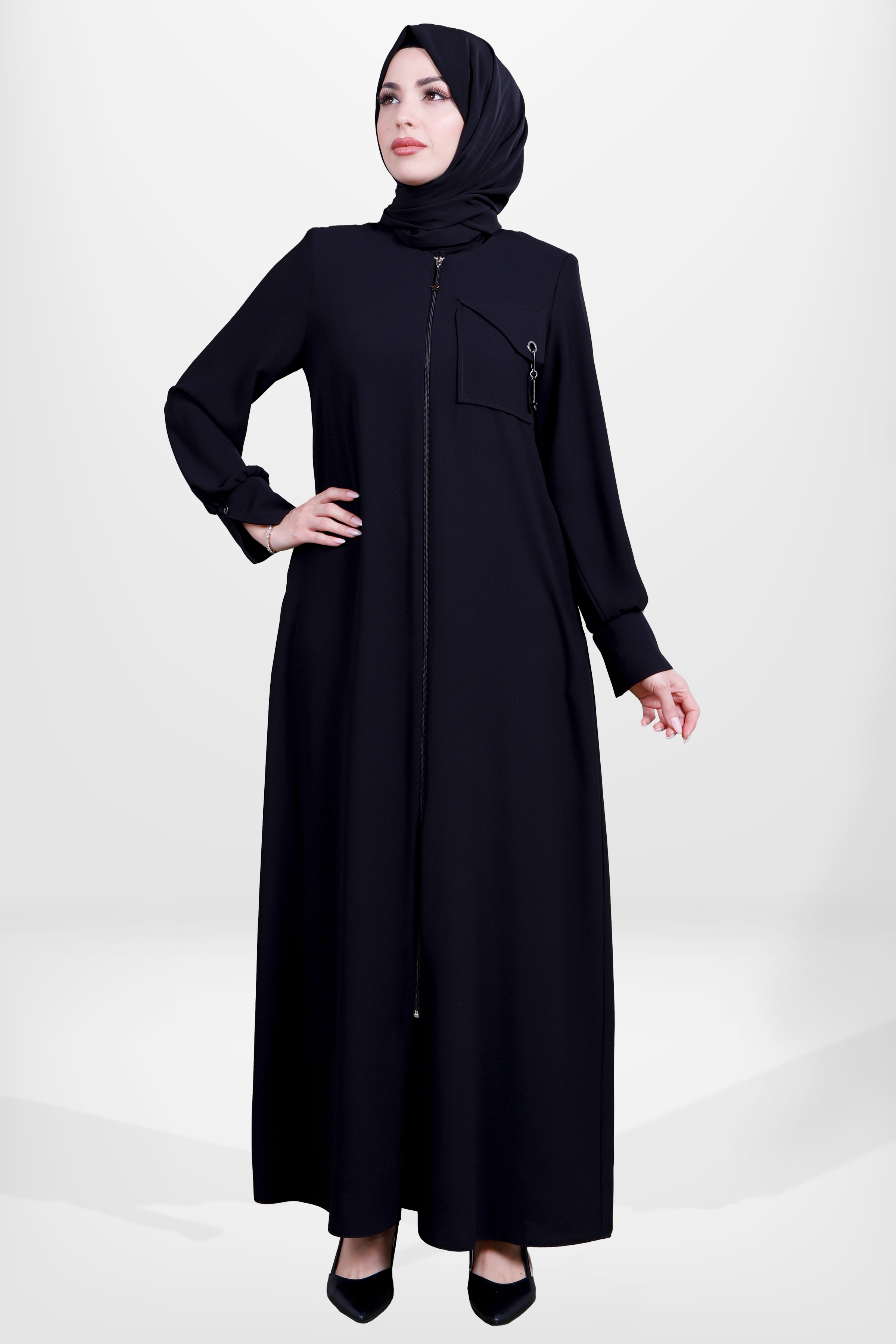 Beyza-3924 FERACE MANŞETLİ SİYAH