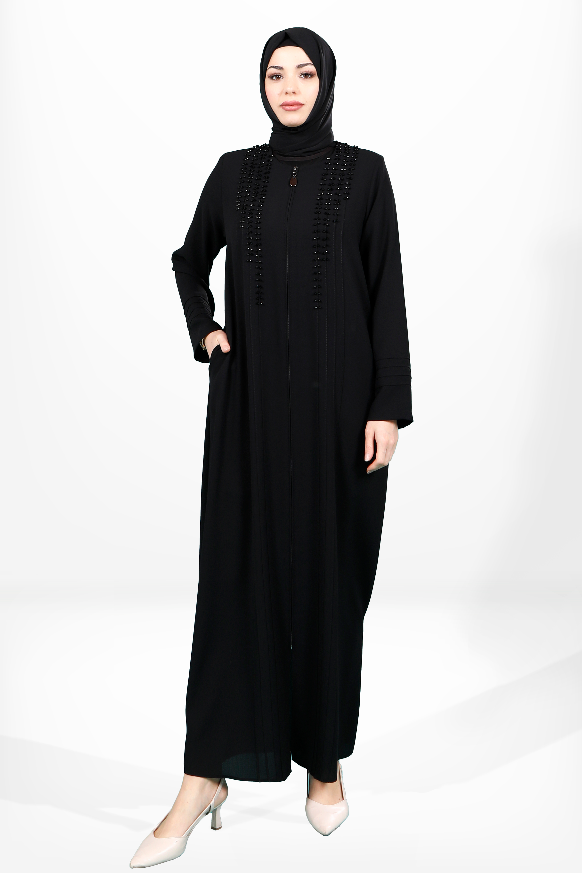 Beyza-3955 FERACE BONCUKLU SİYAH