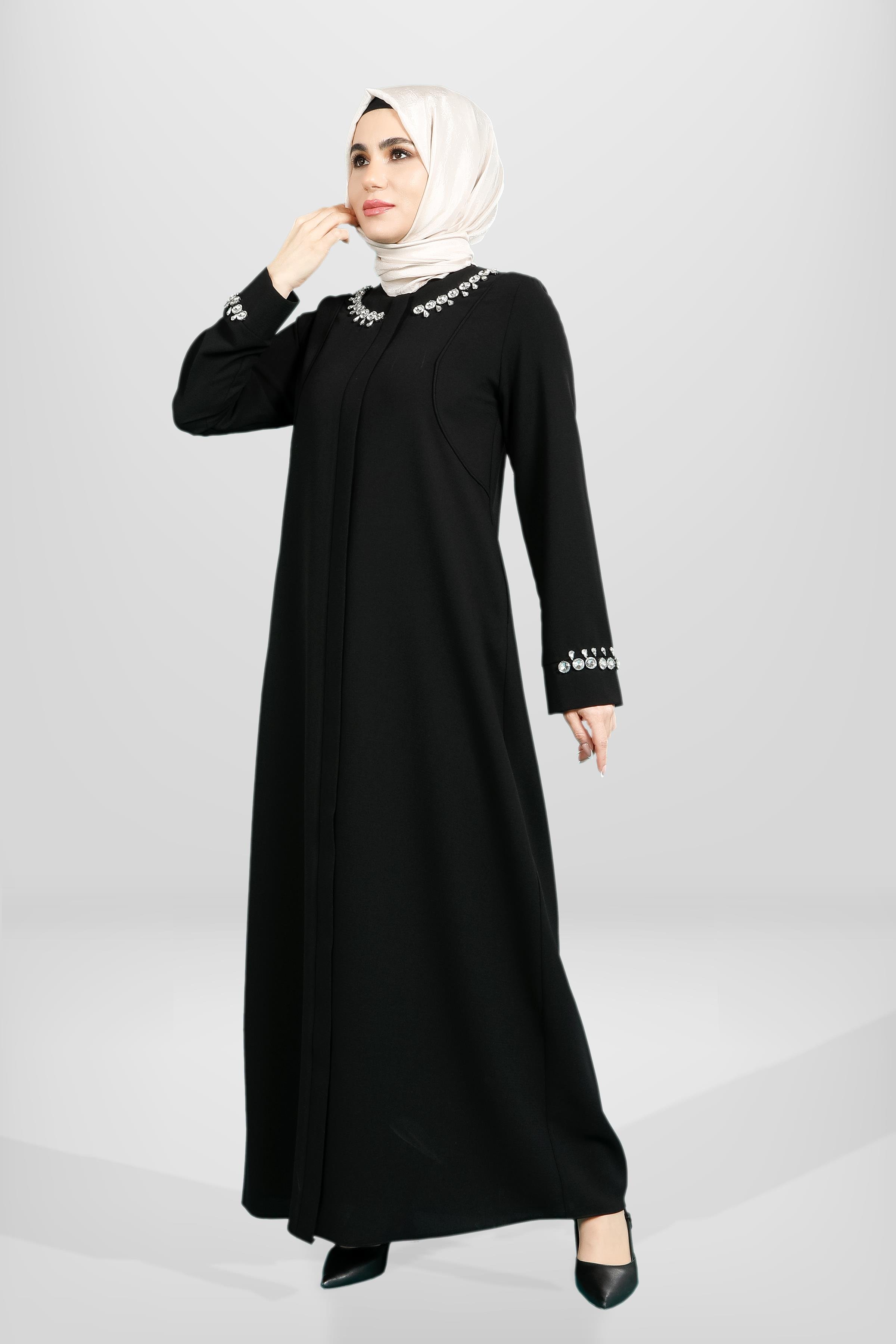 Beyza-3958 FERACE İŞLEMELİ SİYAH